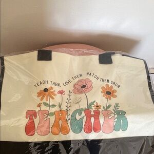 Floral Teacher Canvas Tote